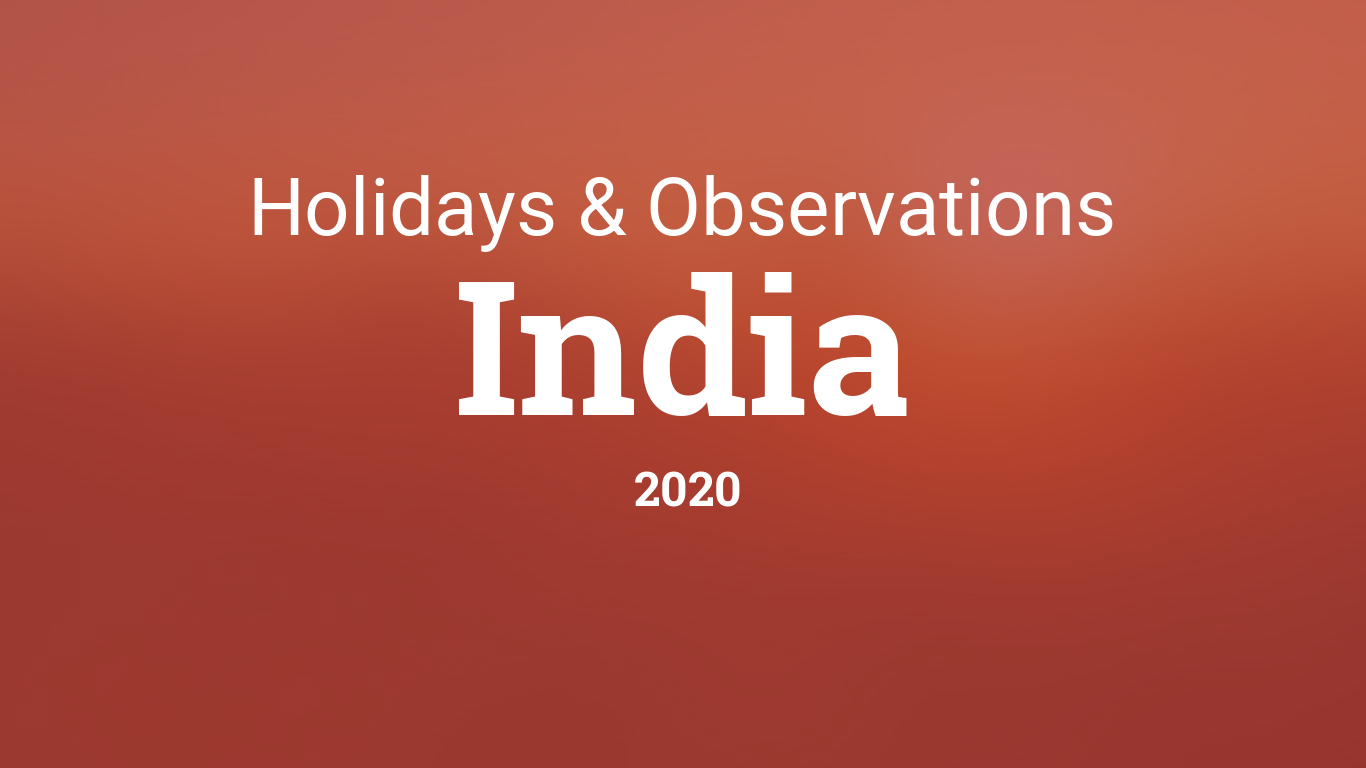 Holidays And Observances In India In 2020